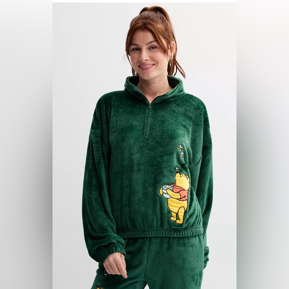 Ladies Disney Brand Disney's Winne The Pooh Honey Bee Quarter-Zip Pullover XL‎